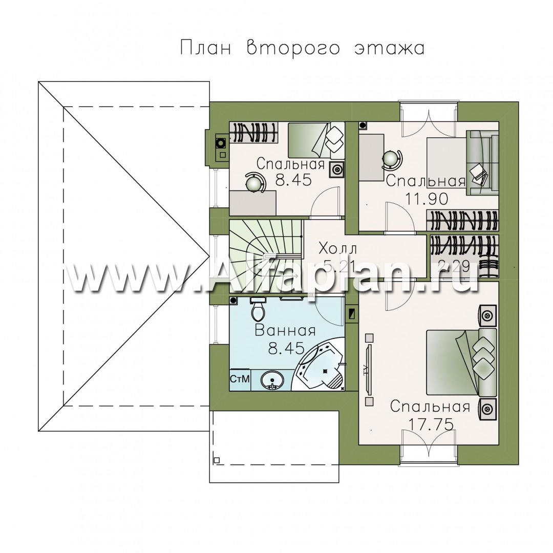 Проекты домов Альфаплан - «Оптима»- красивый дом с гаражом для загородного отдыха  - изображение плана проекта №2