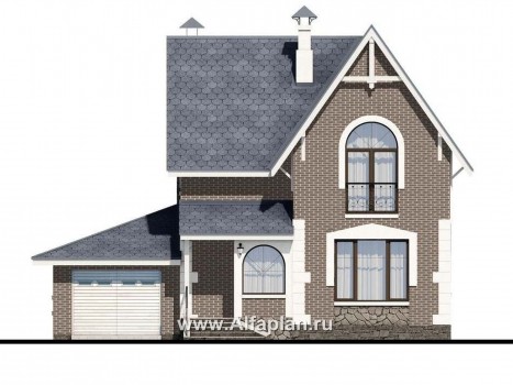 Проекты домов Альфаплан - «Оптима»- красивый дом с гаражом для загородного отдыха  - превью фасада №1