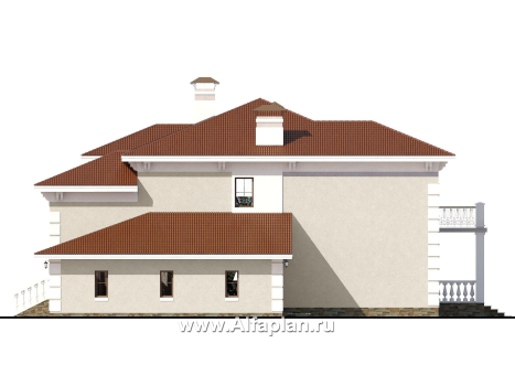 Проекты домов Альфаплан - «Привилегия» - элегантный коттедж с большим гаражом и террасой - превью фасада №2