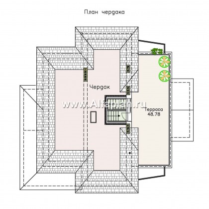 Проекты домов Альфаплан - «Три  семерки»- современный особняк с большими окнами - превью плана проекта №5