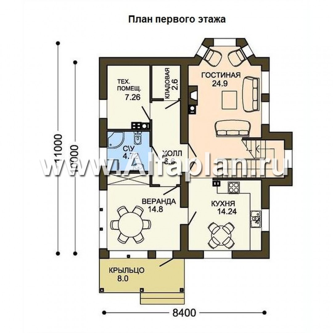 Проекты домов Альфаплан - Компактный и экономичный загородный дом - изображение плана проекта №1
