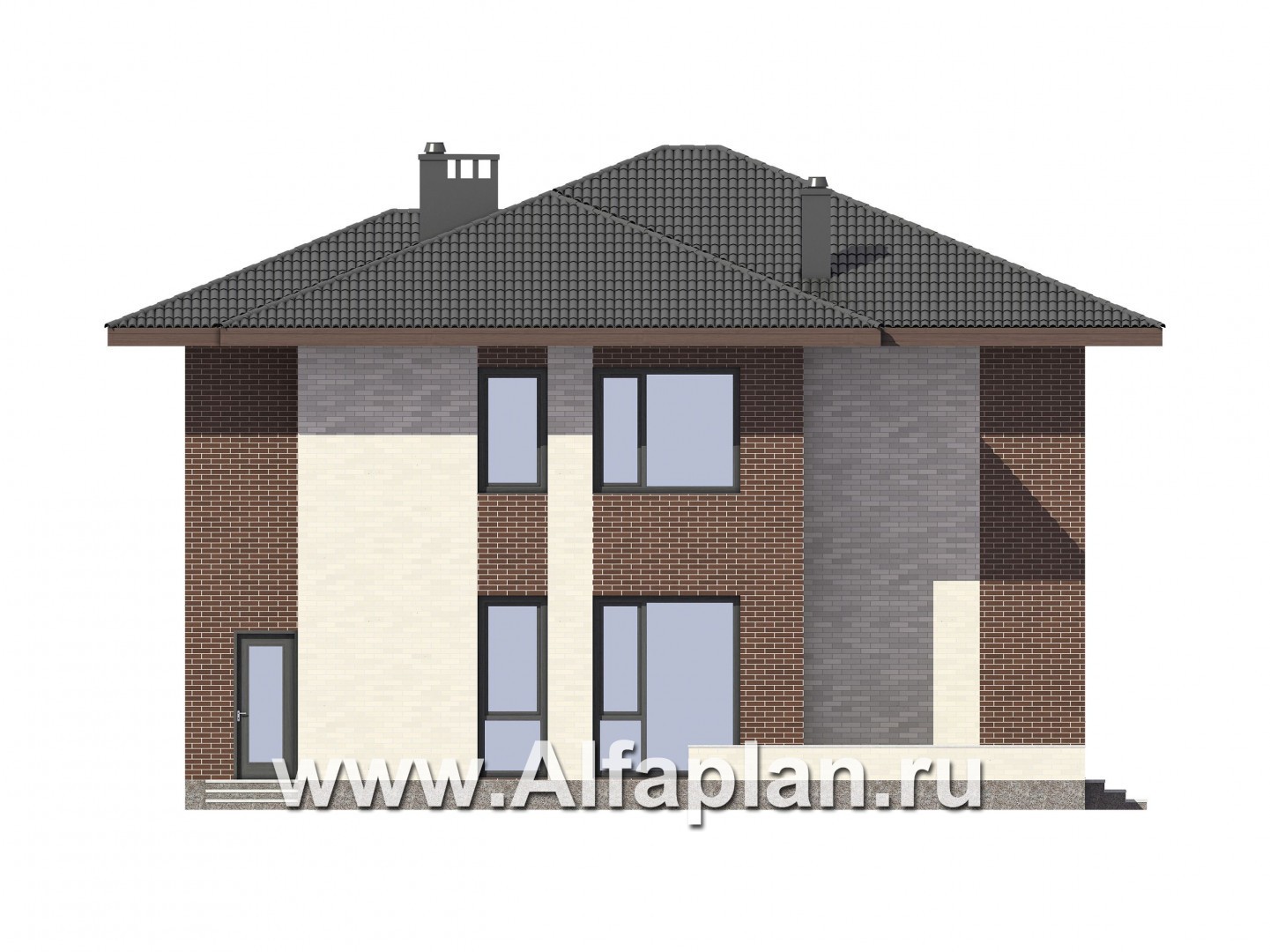 Проекты домов Альфаплан - Двухэтажный комфортный загородный дом. - изображение фасада №3