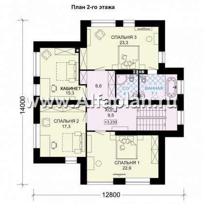 Проекты домов Альфаплан - Двухэтажный комфортный загородный дом. - превью плана проекта №2