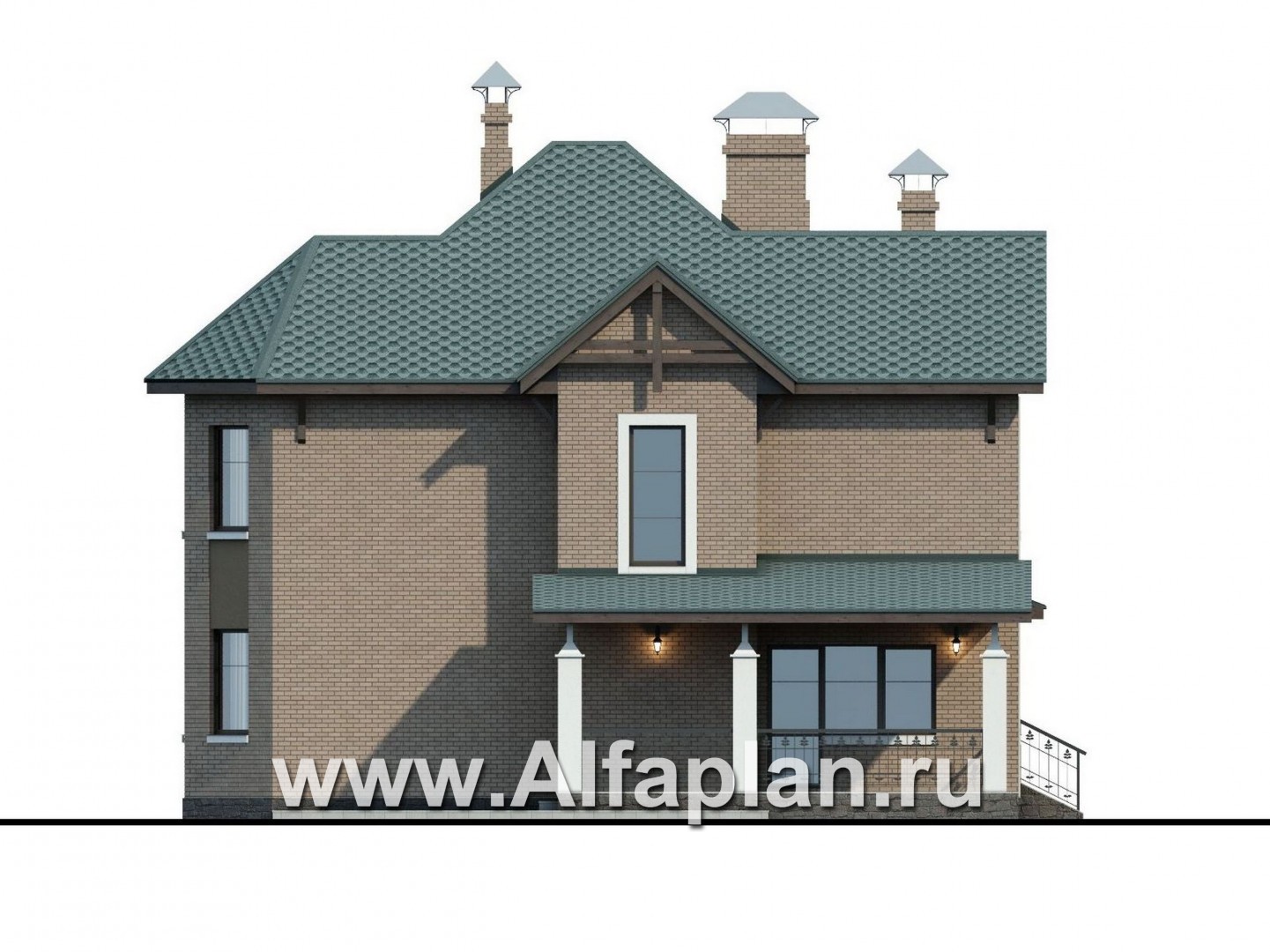 Проекты домов Альфаплан - «Магнит» - коттедж с террасами и постирочной - изображение фасада №4