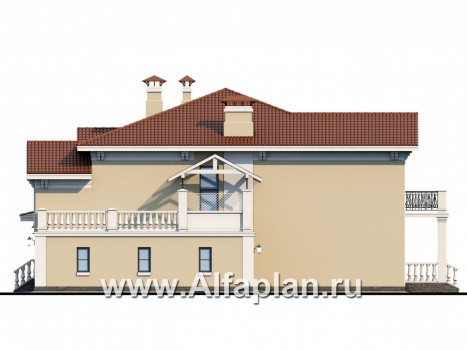 Проекты домов Альфаплан - «Эсперанса» - загородный особняк с террасой над гаражом - превью фасада №2