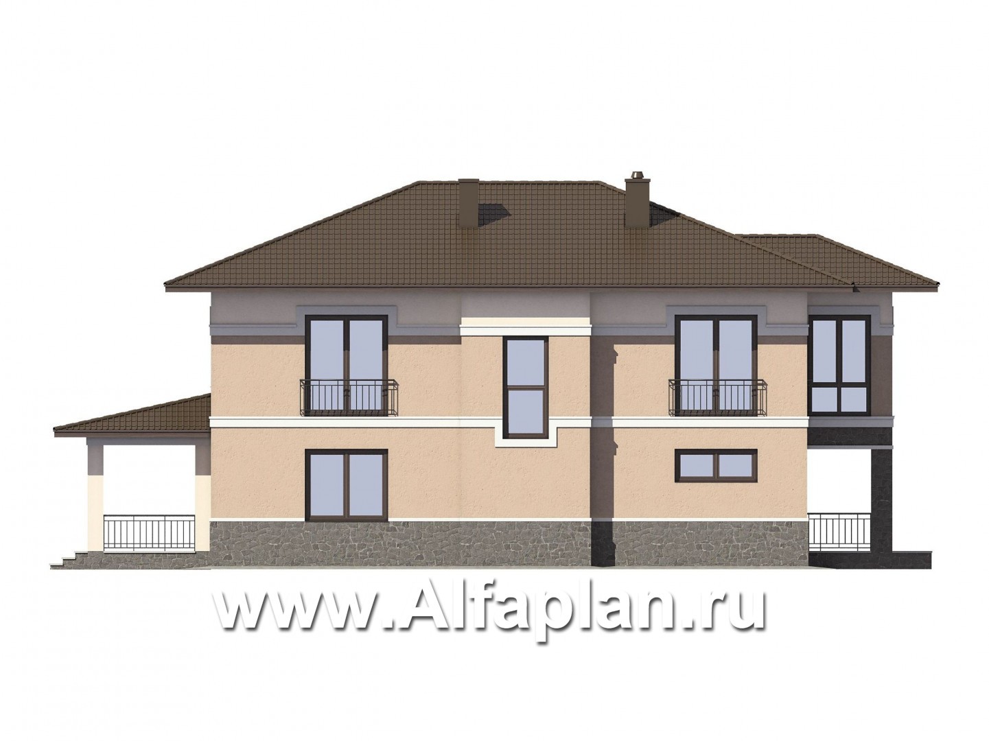 Проекты домов Альфаплан - Элегантный двухэтажный коттедж - изображение фасада №2