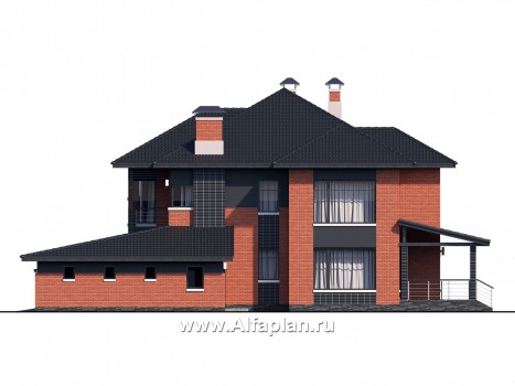 Проекты домов Альфаплан - «Эльба» — современная вилла с угловым остеклением и гаражом - превью фасада №2