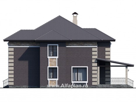 Проекты домов Альфаплан - «Двина» - элегантный особняк с симметричным фасадом - превью фасада №2