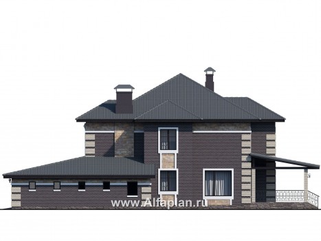 «Двина» — проект двухэтажного дома, особняк с биллиардной и с террасой, с гаражом на 2 авто - превью фасада дома
