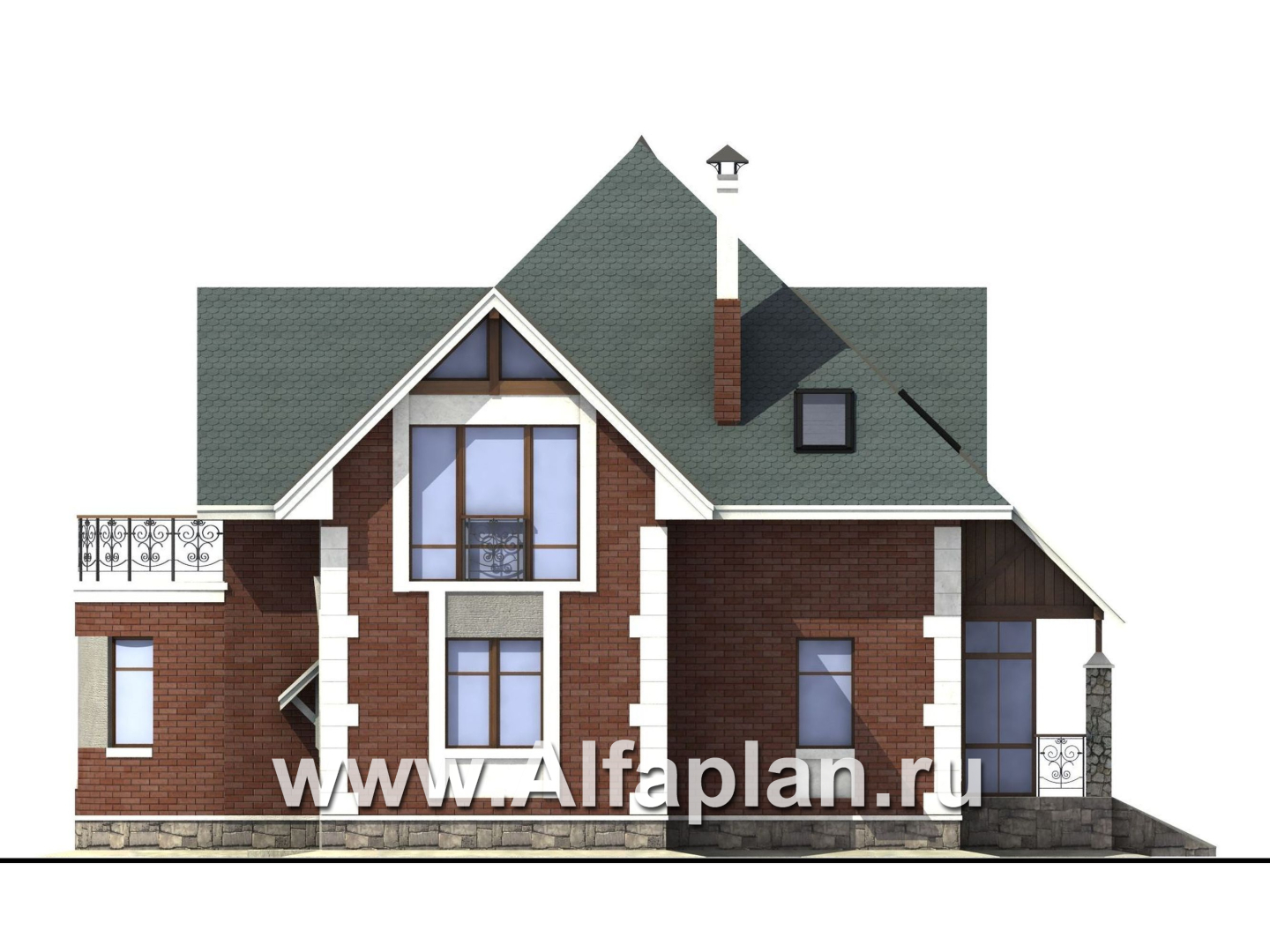 Проекты домов Альфаплан - «Алегро»- проект загородного дома с большой террасой - изображение фасада №3