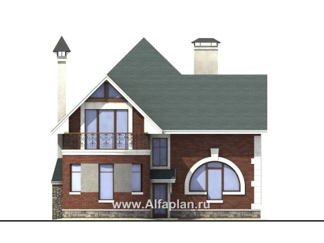 Проекты домов Альфаплан - «Алегро»- проект загородного дома с большой террасой - превью фасада №4