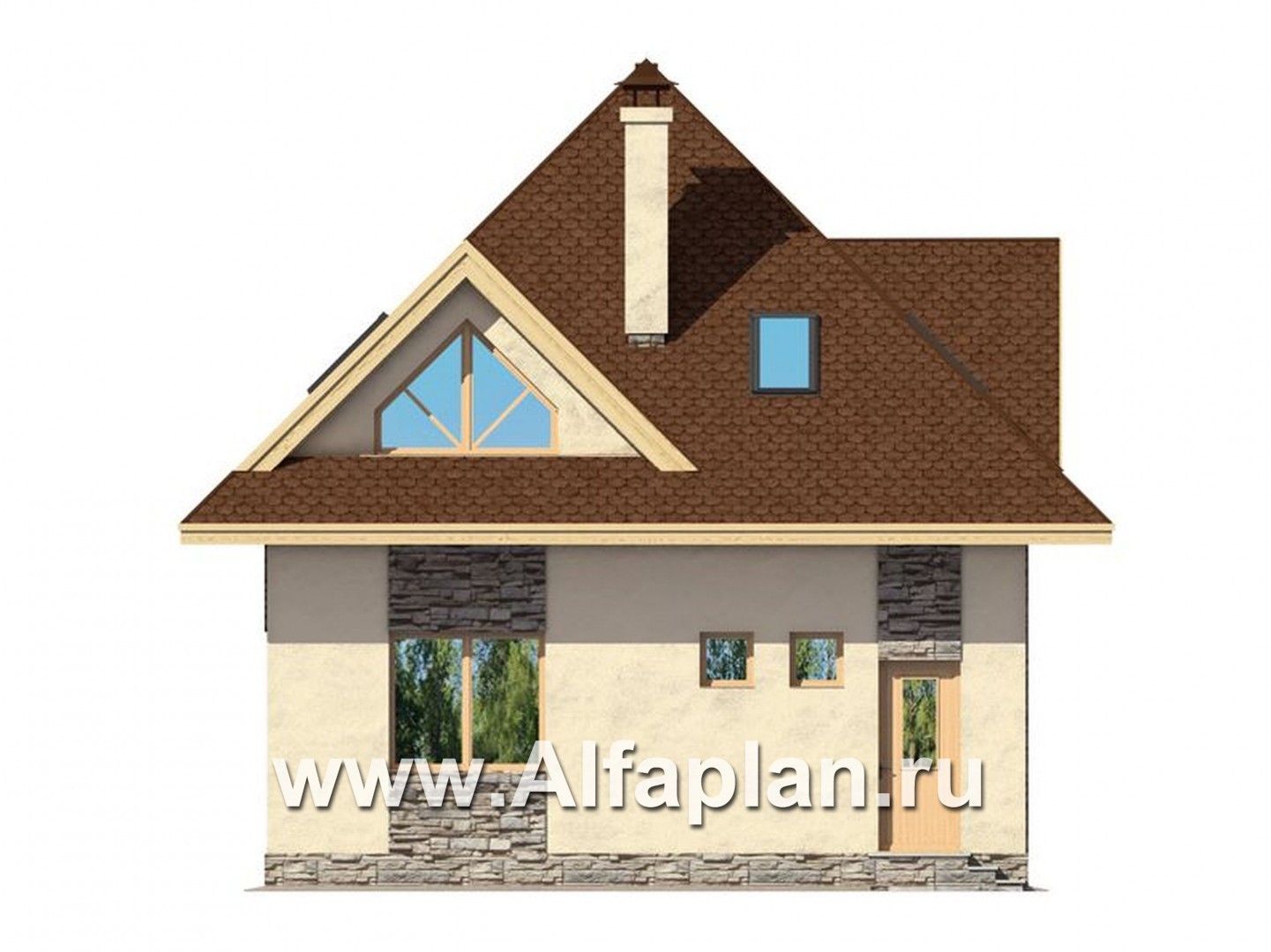 Проекты домов Альфаплан - Мансардный дом для маленького участка - изображение фасада №2