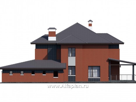 «Рейн» - проект двухэтажного дома, вилла со вторым светом в холле, с террасой и с гаражом на 2 авто - превью фасада дома