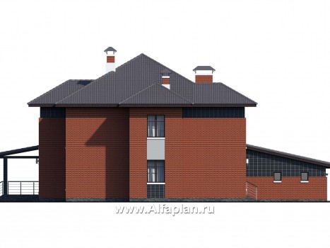«Рейн» - проект двухэтажного дома, вилла со вторым светом в холле, с террасой и с гаражом на 2 авто - превью фасада дома