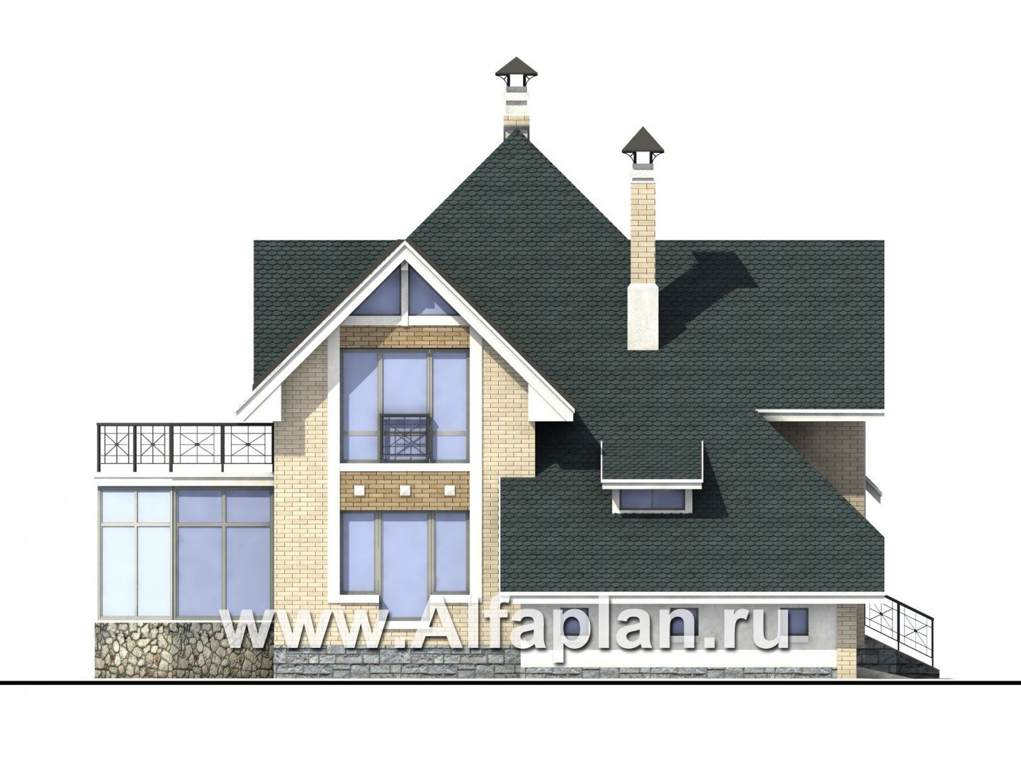Проекты домов Альфаплан - Загородный дом с компактным планом - изображение фасада №3