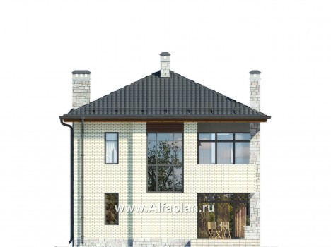 Проекты домов Альфаплан - Двухэтажный дом с шатровой кровлей - превью фасада №4