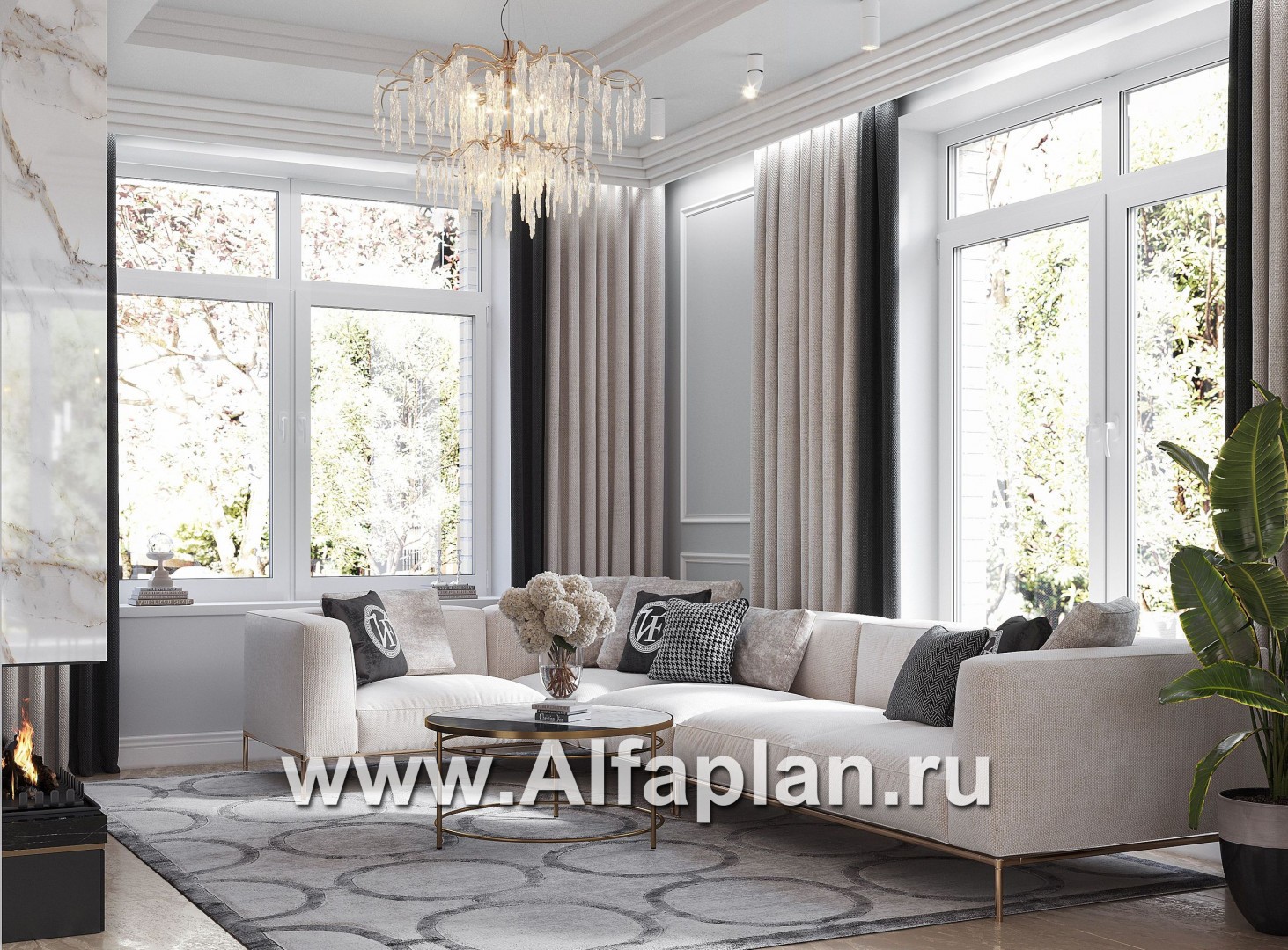 Проекты домов Альфаплан - Двухэтажный особняк с большой гостиной - дополнительное изображение №3
