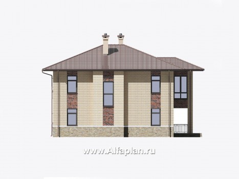 Проекты домов Альфаплан - Двухэтажный особняк с большой гостиной - превью фасада №2