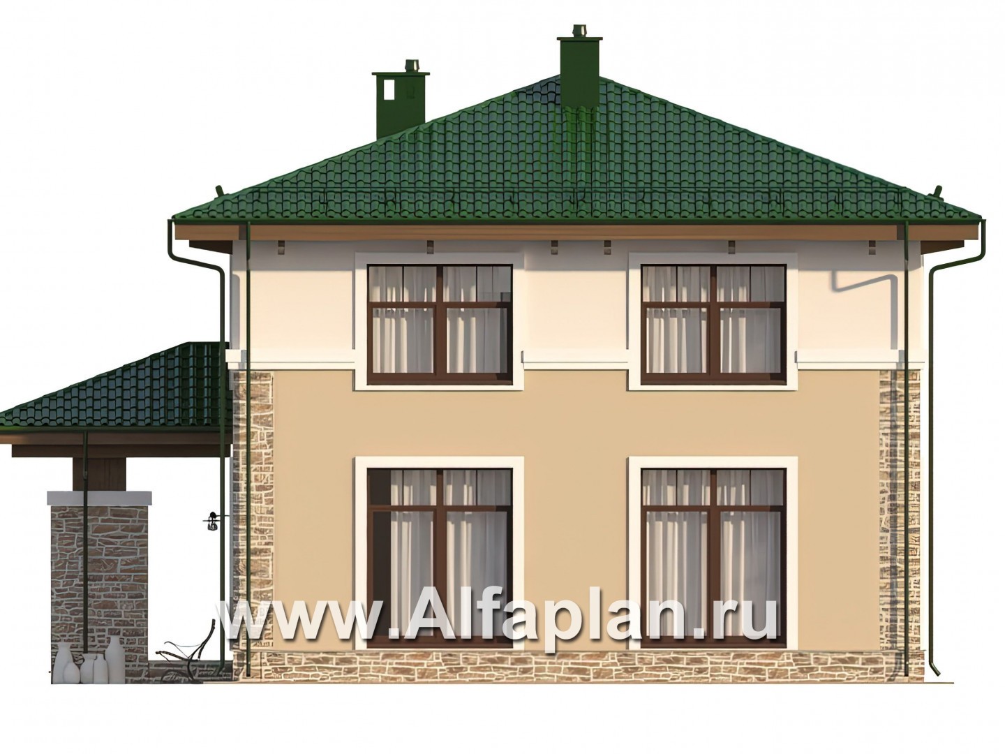 Проекты домов Альфаплан - Двухэтажный дом с удобной простой планировкой - изображение фасада №3