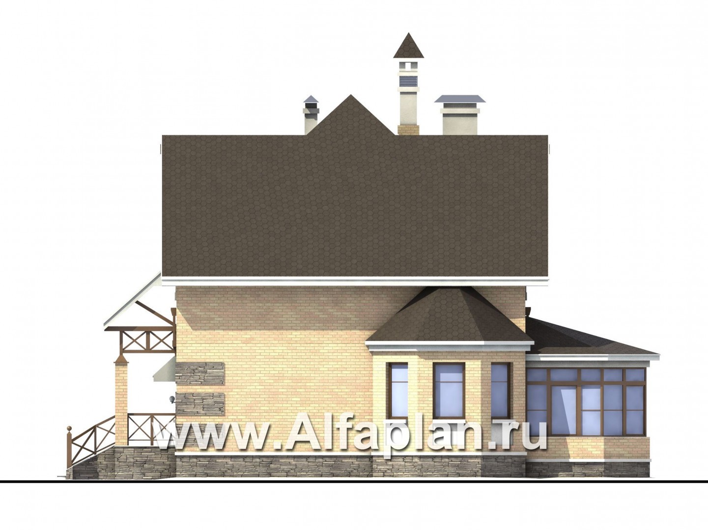 Проекты домов Альфаплан - «Магистр» - респектабельный коттедж с гаражом - изображение фасада №2