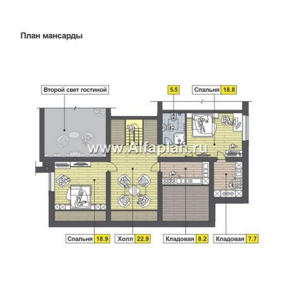 Проекты домов Альфаплан - Удобный современный мансардный коттедж - превью плана проекта №2