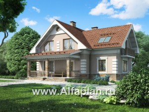 Проекты домов Альфаплан - Уютный загородный дом с верандой - превью основного изображения
