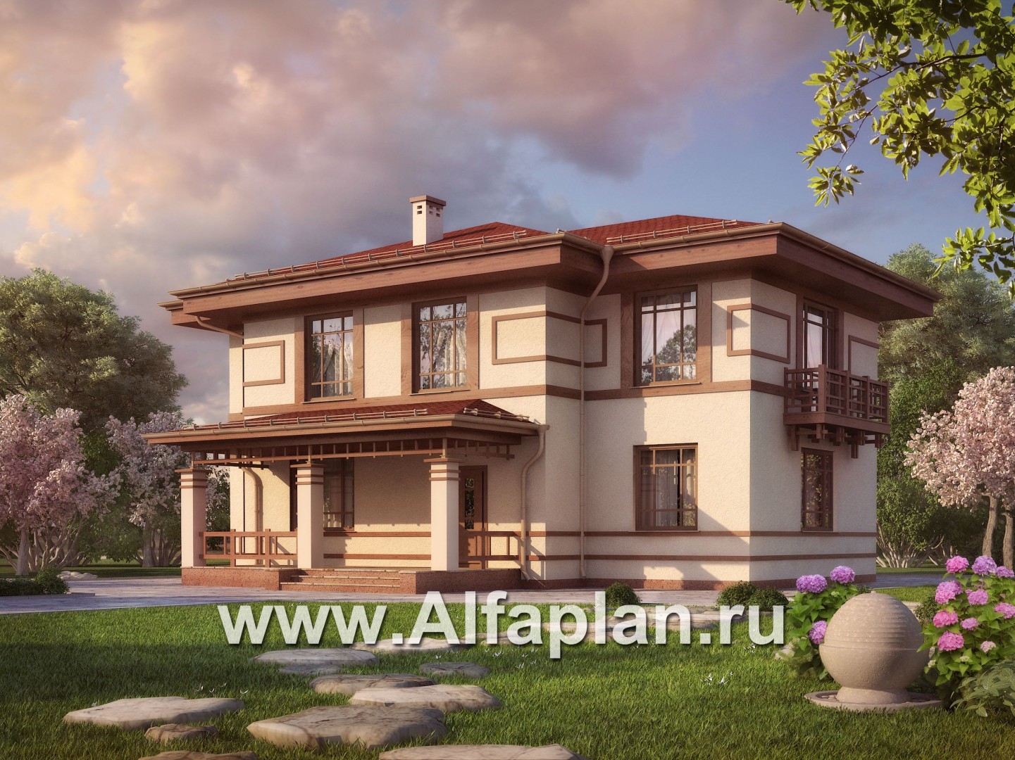 Проекты домов Альфаплан - Двухэтажный дом с восточными мотивами - дополнительное изображение №1