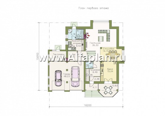 Проекты домов Альфаплан - «Белый ветер» - загородный коттедж с жилой мансардой - превью плана проекта №1
