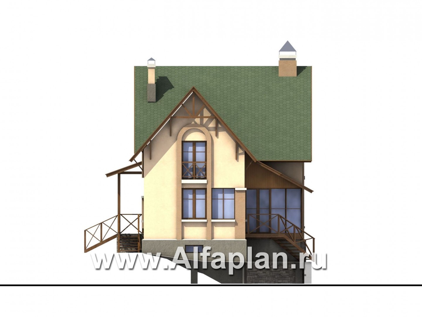 Проекты домов Альфаплан - «Яблоко» - дом для узкого участка с рельефом - изображение фасада №3