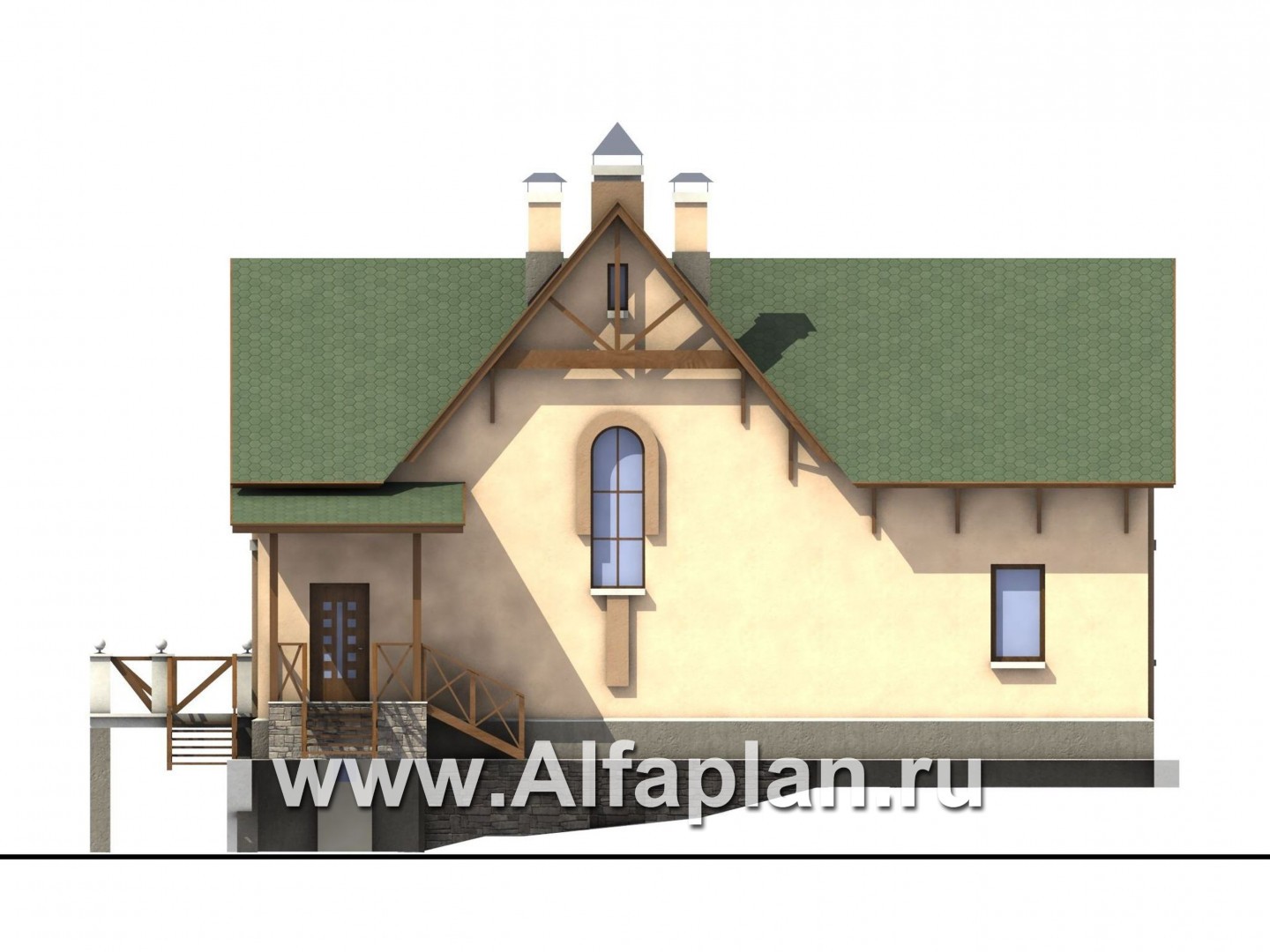 Проекты домов Альфаплан - «Яблоко» - дом для узкого участка с рельефом - изображение фасада №4