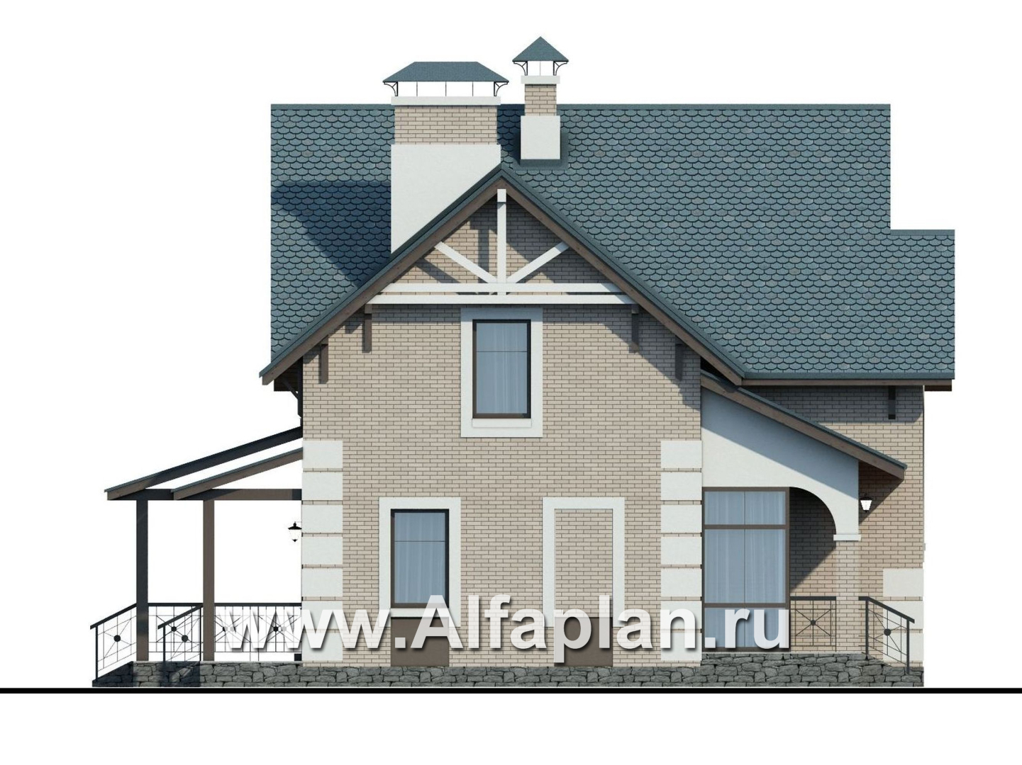 Проекты домов Альфаплан - «Приоритет»-  элегантный коттедж с идеальным планом - изображение фасада №3