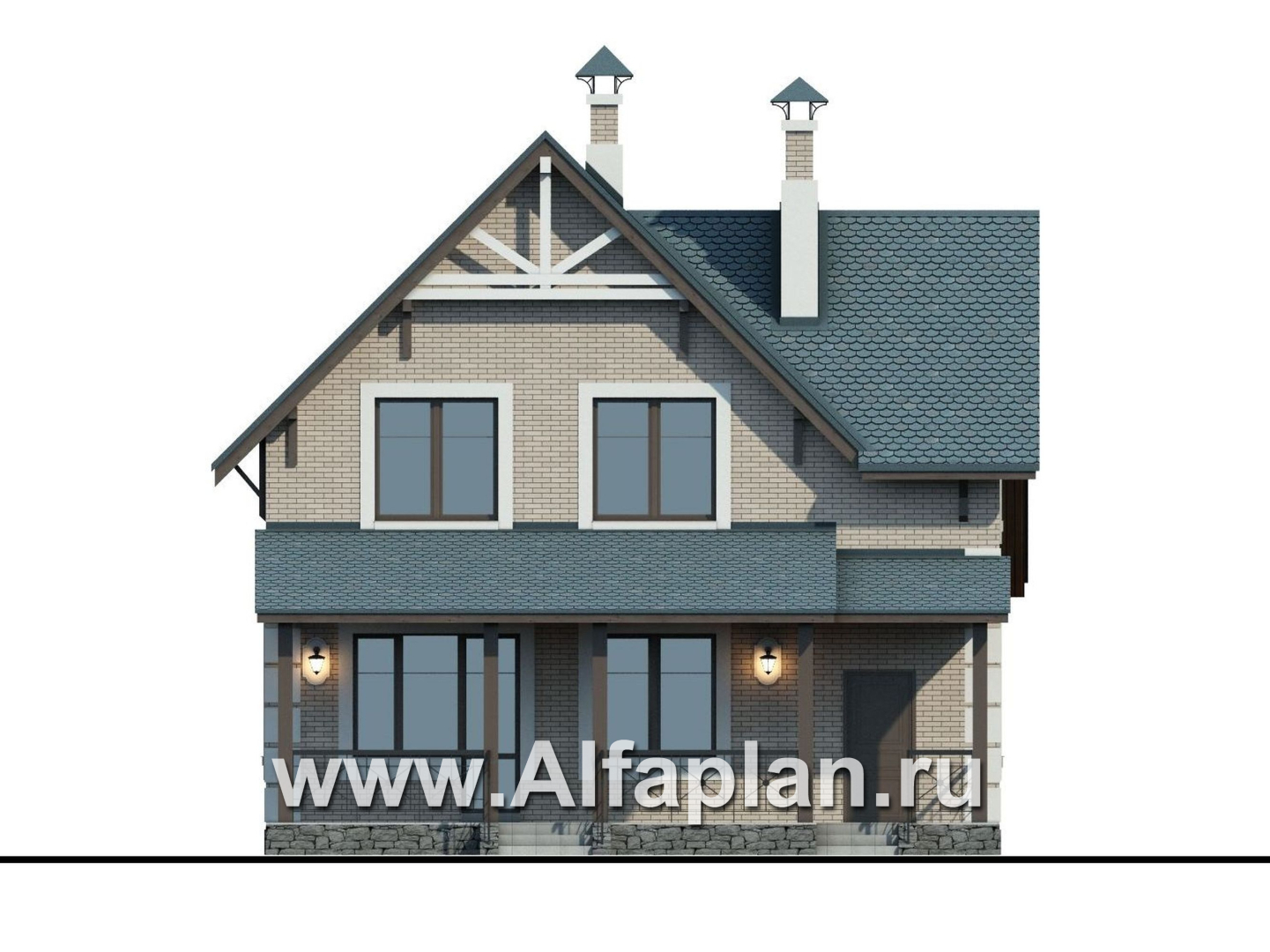 Проекты домов Альфаплан - «Приоритет»-  элегантный коттедж с идеальным планом - изображение фасада №4