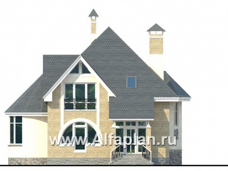 Проекты домов Альфаплан - «Солярис» - загородный дом с двусветной гостиной - превью фасада №1