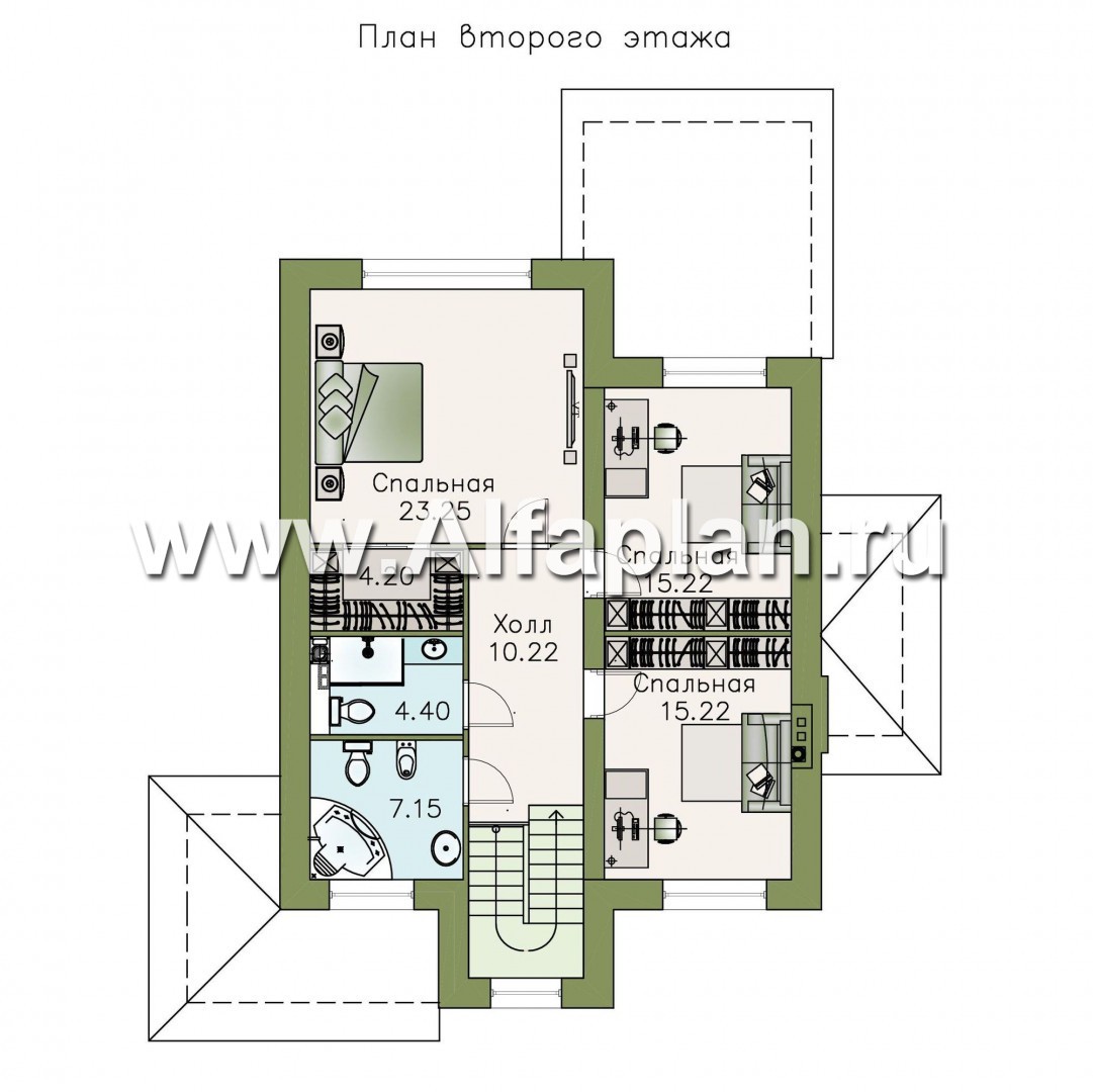 Проекты домов Альфаплан - «Равновесие» - изящный коттедж с террасами - изображение плана проекта №2