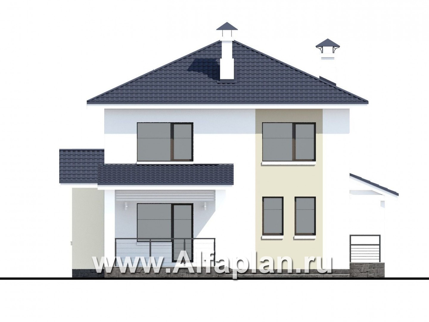Проекты домов Альфаплан - «Лотос» - компактный современный двухэтажный дом - изображение фасада №4