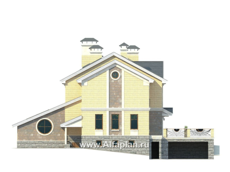 Проекты домов Альфаплан - «Поместье» - элитный коттедж в классическом стиле - превью фасада №3
