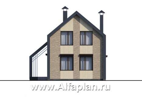 Проекты домов Альфаплан - «Омега» - коттедж для узкого участка - превью фасада №4