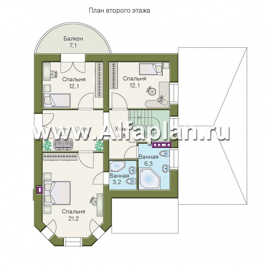 Проекты домов Альфаплан - «Аристо» - компактный дом с навесом для машины - план проекта №2