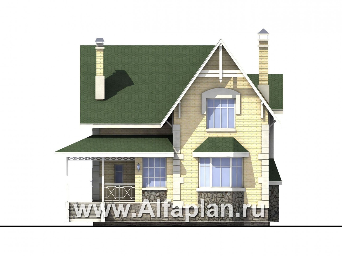 Проекты домов Альфаплан - «Ретростилиса» - проект экономичного дома для небольшого участка - изображение фасада №1