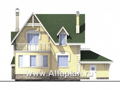 Проекты домов Альфаплан - «Ретростилиса» - рациональный дом с гаражом - превью фасада №4