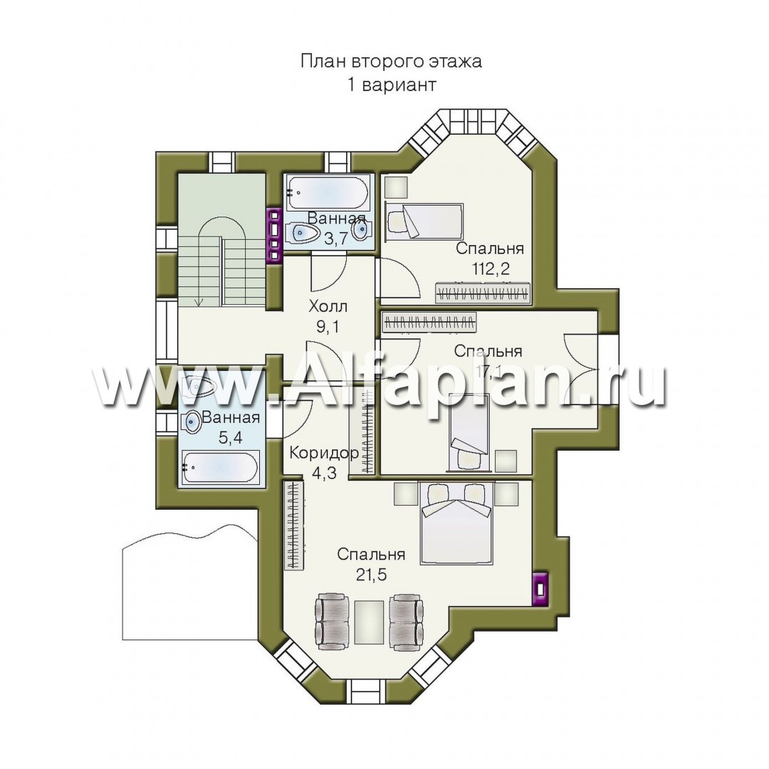 Проекты домов Альфаплан - «Фортуна» - экономичный и компактный загородный дом - план проекта №2