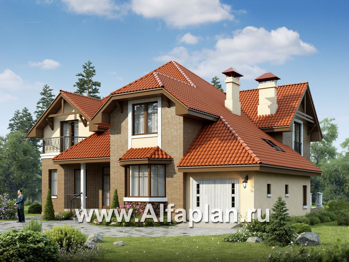 Проекты домов Альфаплан - «Гавань» - комфортабельный дом для большой семьи - дополнительное изображение №1
