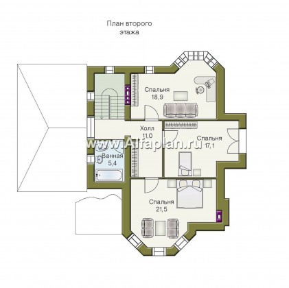 Проекты домов Альфаплан - «Фортуна» - небольшой загородный дом - превью плана проекта №3