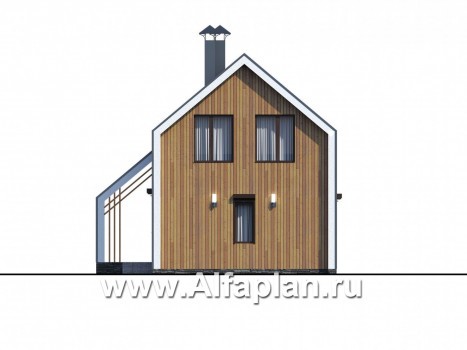 Проекты домов Альфаплан - «Сигма» - проект двухэтажного каркасного дома в стиле барн, с террасой - превью фасада №4