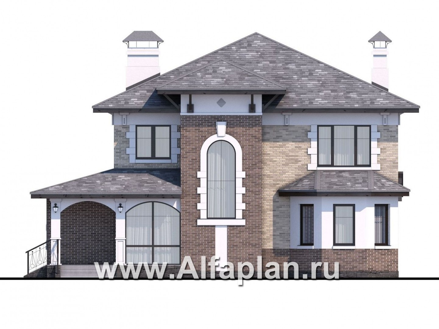 Проекты домов Альфаплан - «Амадей» - изысканный коттедж с  комфортной планировкой - изображение фасада №1