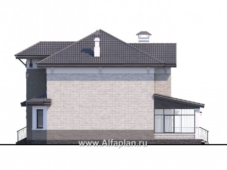 Проекты домов Альфаплан - «Амадей» - изысканный комфортный коттедж с гаражом - превью фасада №4