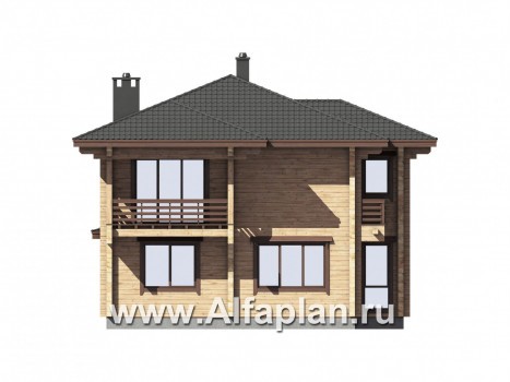 Проекты домов Альфаплан - Дом из бруса с двусветным пространством - превью фасада №3
