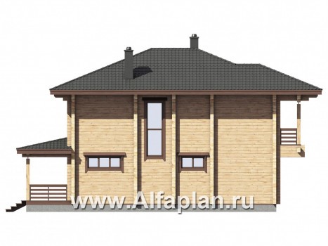 Проекты домов Альфаплан - Дом из бруса с двусветным пространством - превью фасада №4