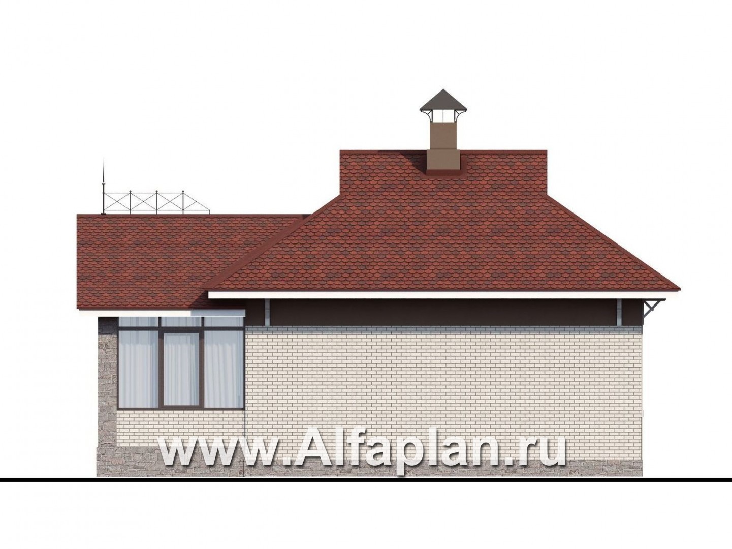 Проекты домов Альфаплан - Кирпичный дом «Карат» - изображение фасада №4