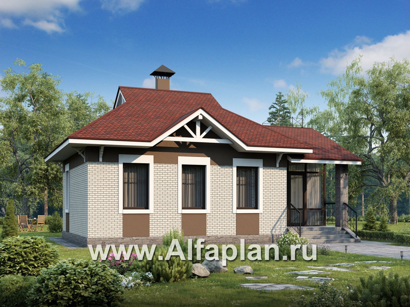 Проекты домов Альфаплан - Кирпичный дом «Карат» - основное изображение